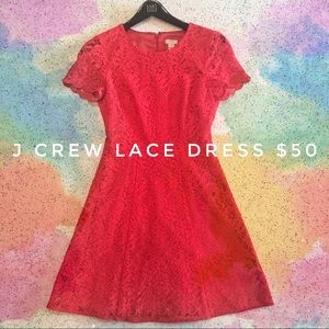 J Crew Dress / Red Lace / Fit & Flare / Size 00
